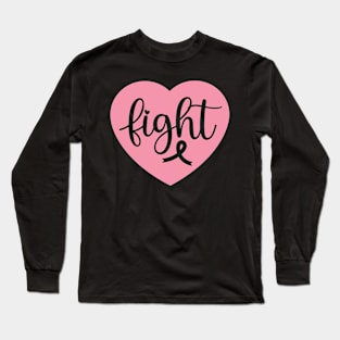 Breast Cancer Fight Heart Graphic Long Sleeve T-Shirt